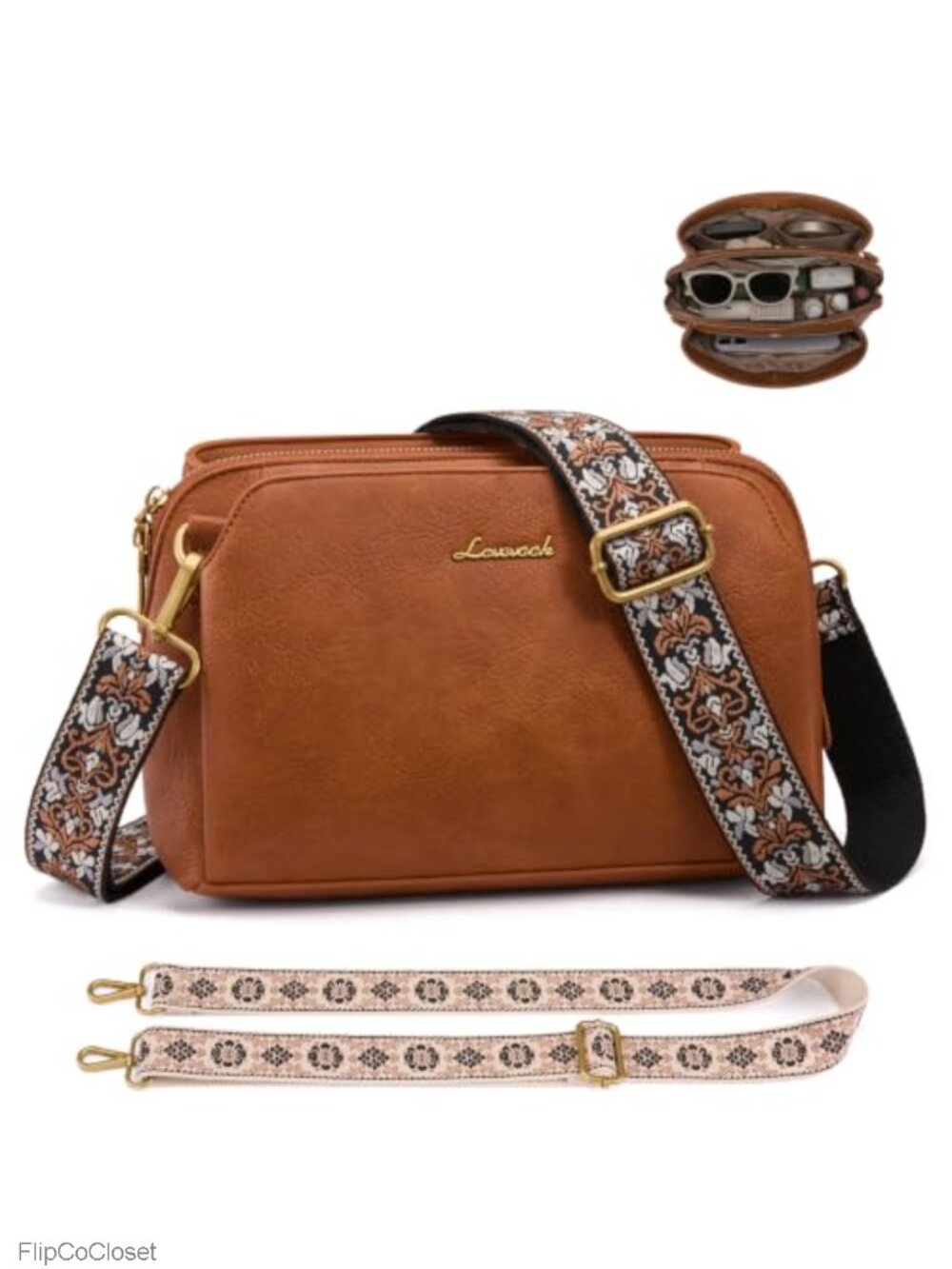 PU Leather Crossbody Baguette Bag RFID Anti Theft Adjustable Strap Small Travel